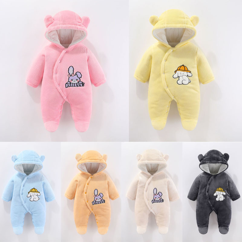 ผ้าสักหลาดผ้าฝ้ายหนา 3 ชั้น ตัวพร้อมถุงเท้ากระดุมสําหรับเด็กชายและเด็กหญิง 0-12 เดือน