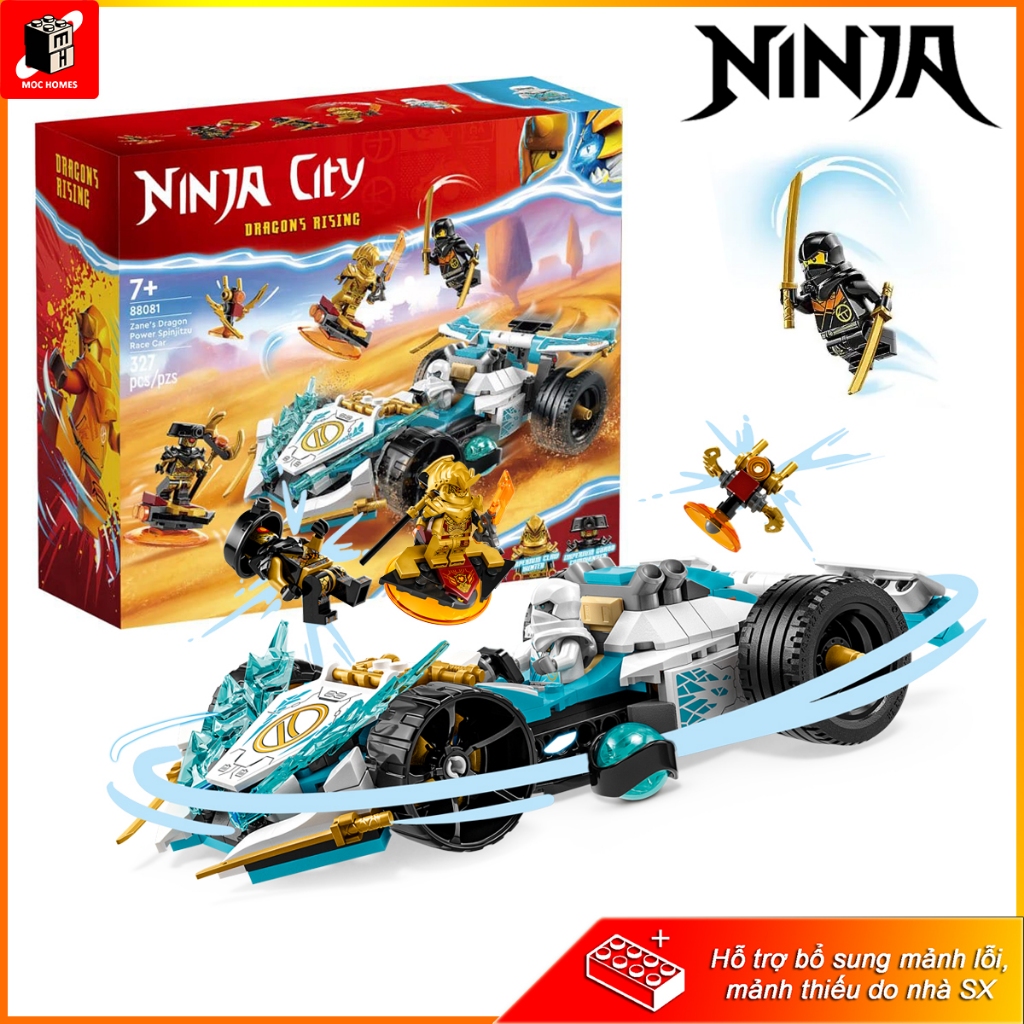 [ คลังสินค ้ าพร ้ อม ] ประกอบของเล ่ น Ninja City Ninjago Dragons Rising SS17 Zane 'S spinjitzu Racing Car 88081
