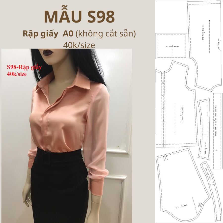 แผ่นกระดาษ A0 รหัสเสื้อ S98