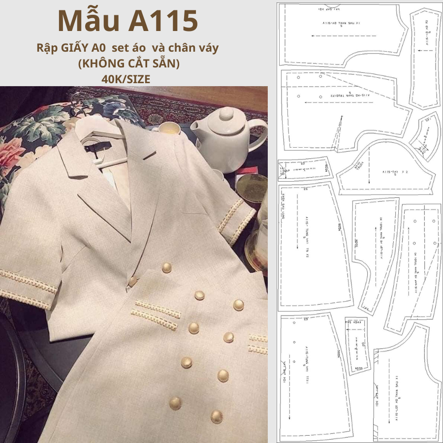 PAPER SHEET A0 เสื้อและกระโปรงชุด CODE A115