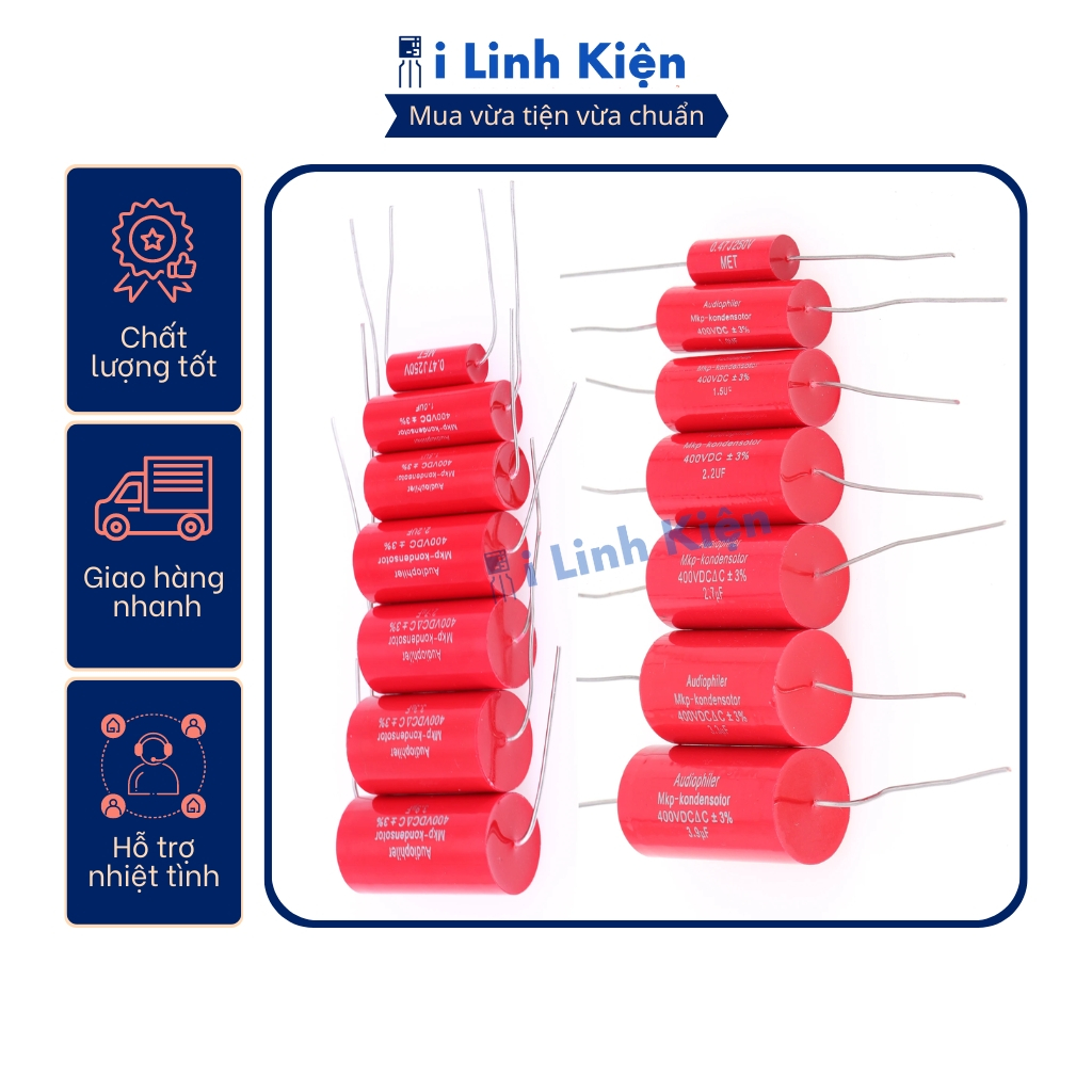 ตัวเก็บประจุ Audiophile 3.3uF 400V 335J สีแดง