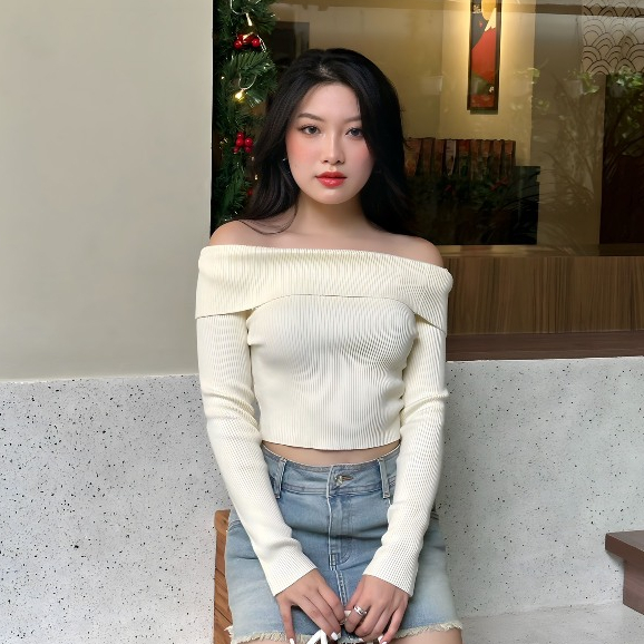 เสื้อเชิ้ตส้นแบนแขนยาวผู้หญิง - BEBE TOP