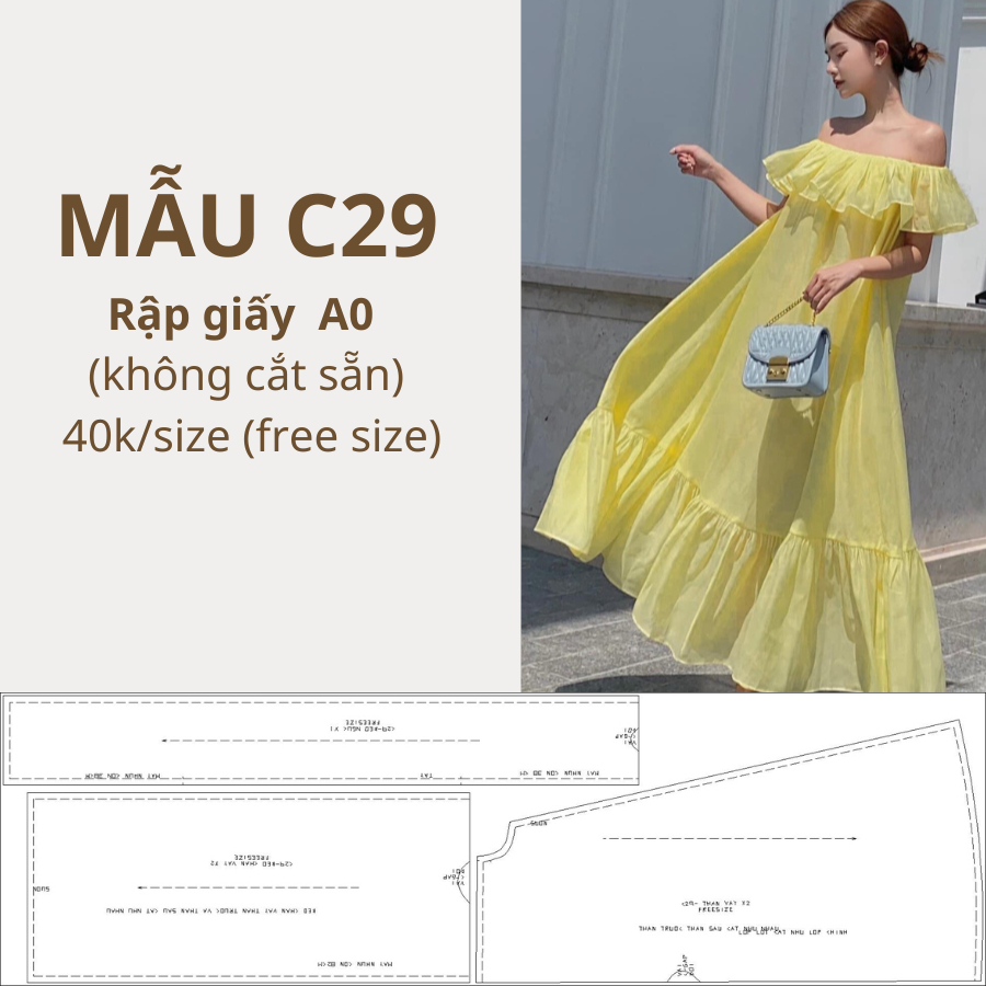 แผ่นกระดาษ A0 OFF SHOULDER DRESS CODE C29