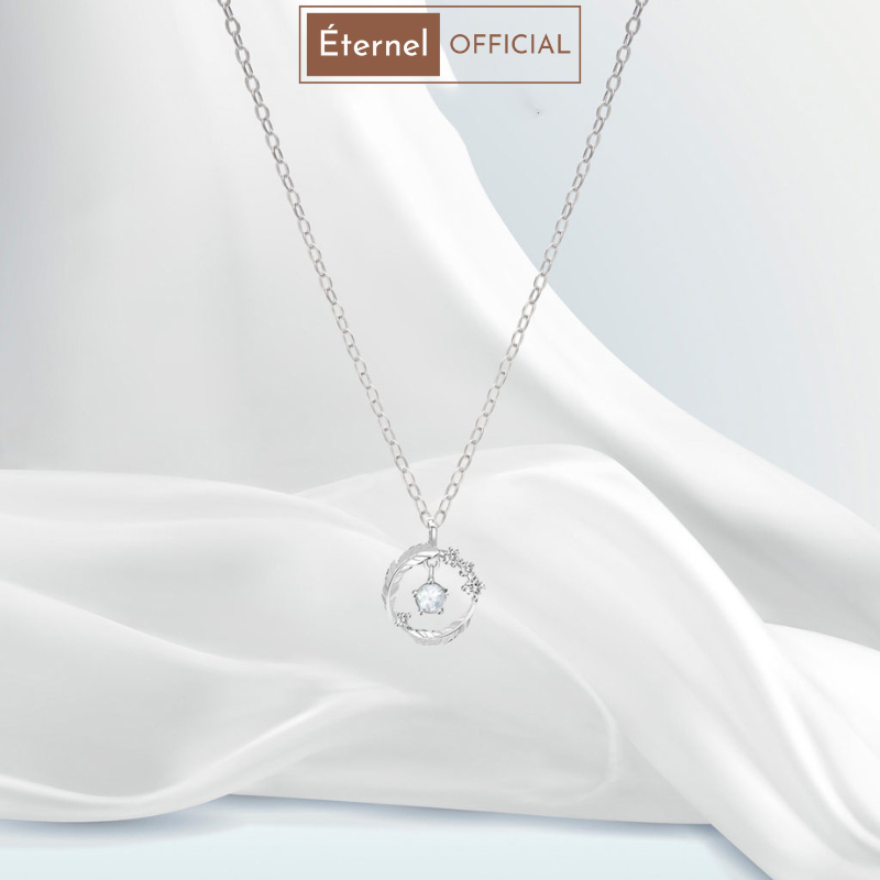 CDE Sparkling Feather White Necklace Silver - สร้อยคอขนนกผู้หญิงพร้อมหิน