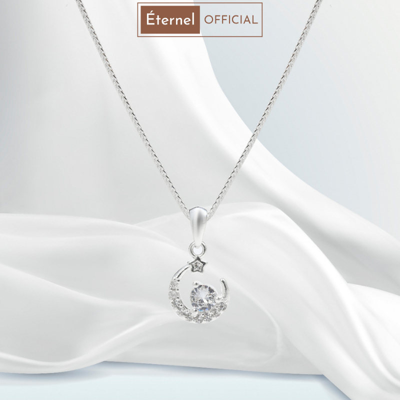 CDE Rhinestones Moon Silver Necklace - สร้อยคอคุณภาพสูง