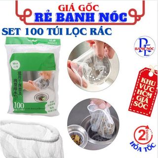 Set 100 Túi Lưới Lọc Rác Bồn Rửa Chén Bát Thông Minh - Túi Lọc Rác Thiết Kế Kiểu Lưới Siêu Dai Đầu Có Chun Co Giãn