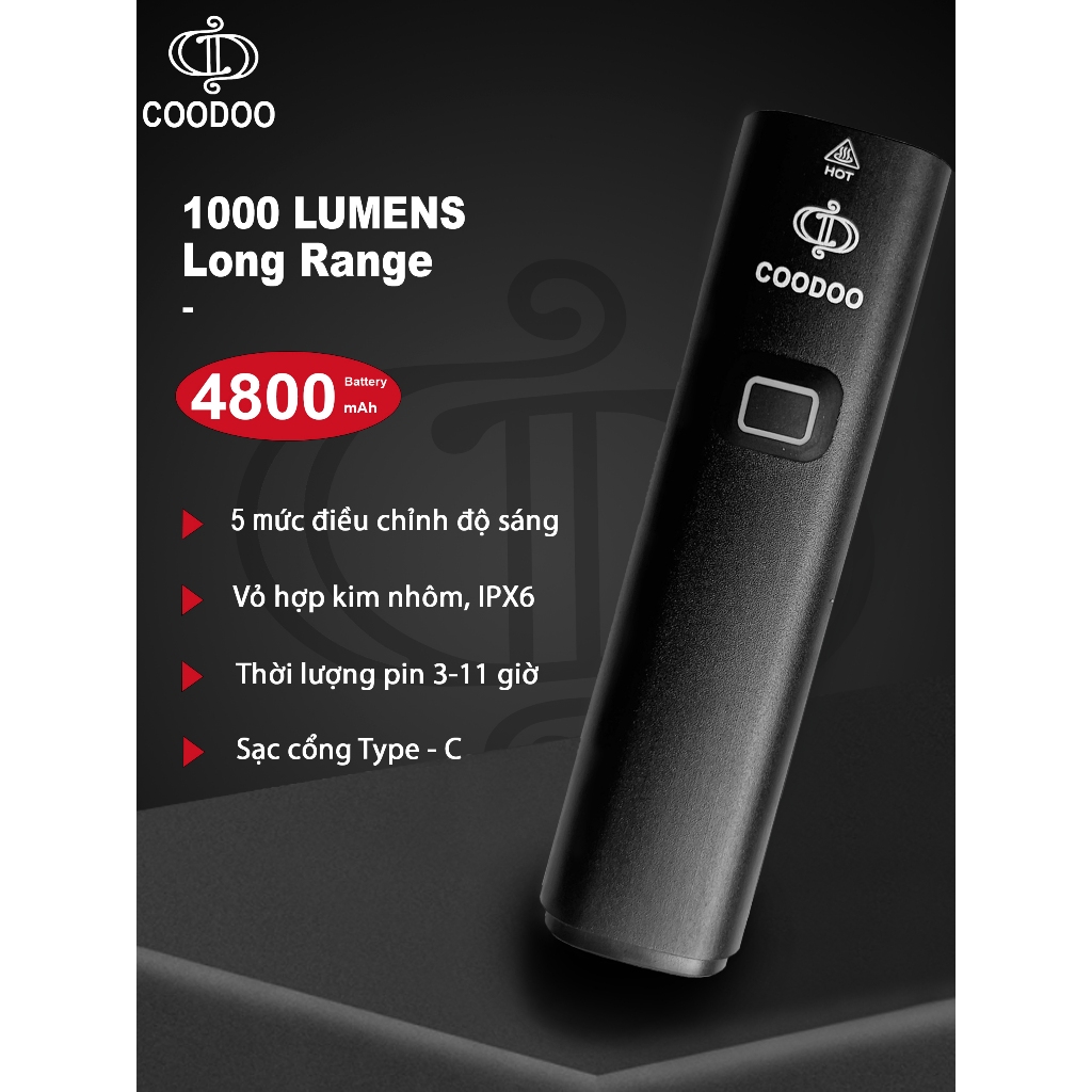[Coodoo] R3-1000 lumen ไฟจักรยาน ร้าน Coodoo แท้ D3-1000,R3-1000 รุ่น R3