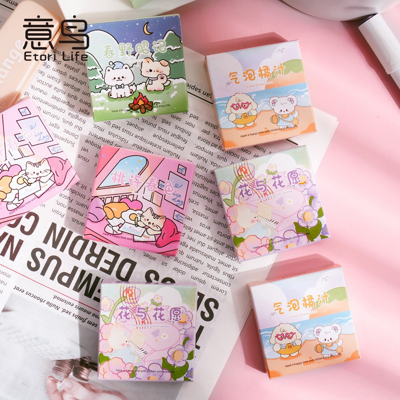 สติ๊กเกอร์ลายการ์ตูนน่ารักกล่อง 46 ชิ้นสําหรับตกแต่งสมุด - Oc Sot Shop