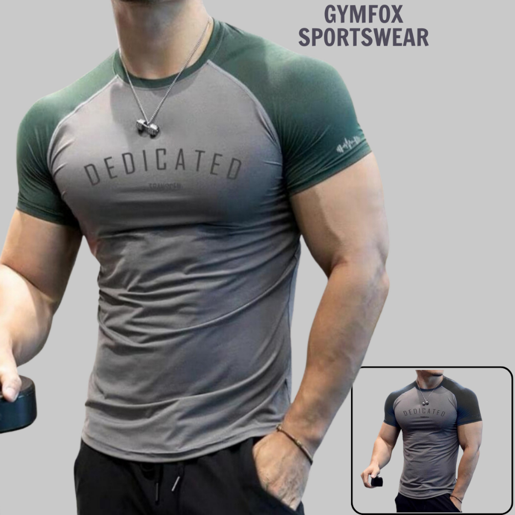 เสื้อยืดกีฬาผู้ชายเสื้อยิม Bodycon Dedified Cold Stretch T-shirt 4c