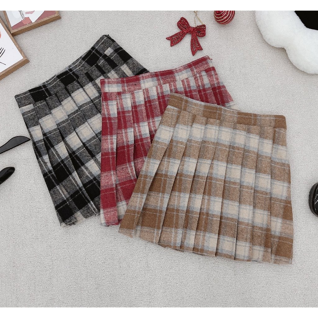 CV15 - TENNIS SKIRT WITH CARO PATTERN IN 3 สีผู้หญิง