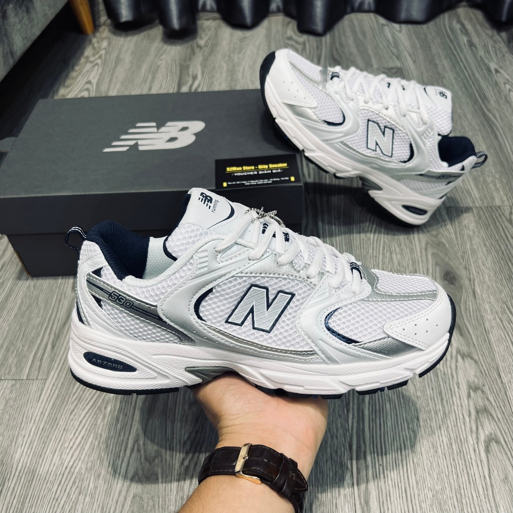 [X2Man Store - ฟรีถุงเท้า] - รองเท้าผ้าใบ NB530 สีเทาเงิน - คุณภาพดี