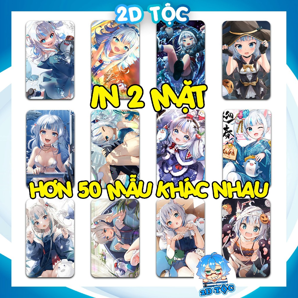 Gawr Gura Hololive การ์ดมุมพิมพ์ 2 ด้าน - กระดาษแข็งหนา - พร้อมเคลือบ - ร้านเผ่า 2D