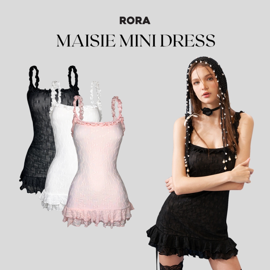 Lace Floral DRESS with Ruffles - MAISIE MINI DRESS
