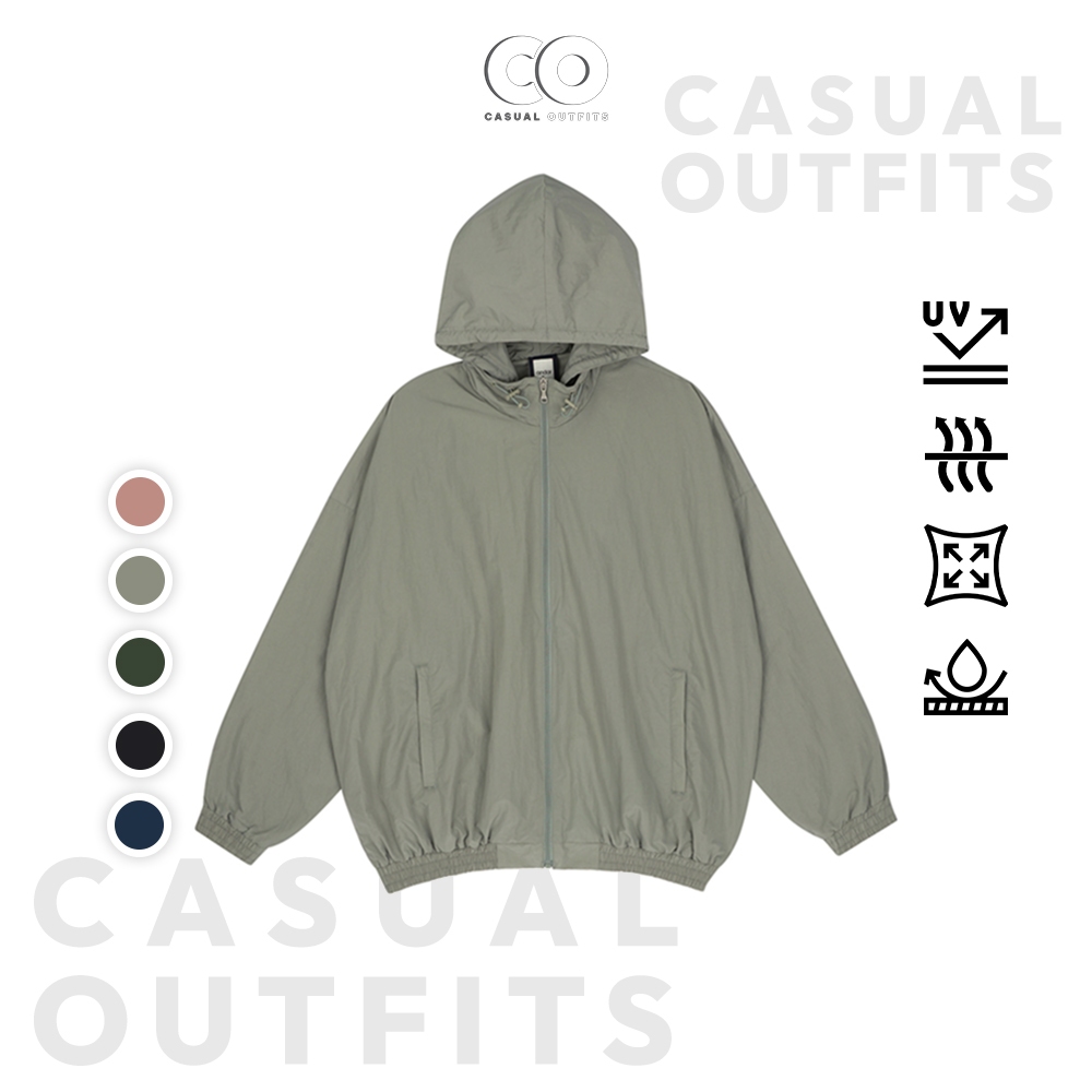 [GENUINE] Andar oversize เสื้อกันลม 2 ชั้น unisex แบบกล่อง ป้องกันรังสียูวี ผ้าทอกันน้ําเล็กน้อย - 5