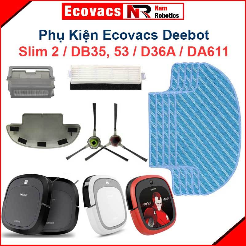 Deebot Slim2, DB35, DB53, D36A, DA611 อุปกรณ์เสริมหุ่นยนต์, แปรงด้านข้าง, กรอง, ผ้าทําความสะอาด