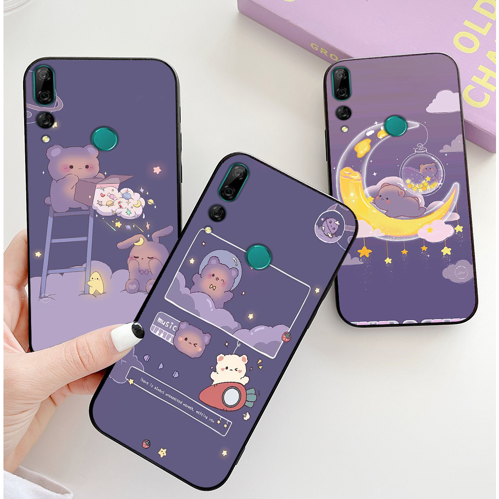 เคส Huawei y9 prime 2019 / huawei y9 2019 / y8s / y9s พร้อมชุดพิมพ์ลายหมีสีม่วงนําโชค 2 ชิ้น