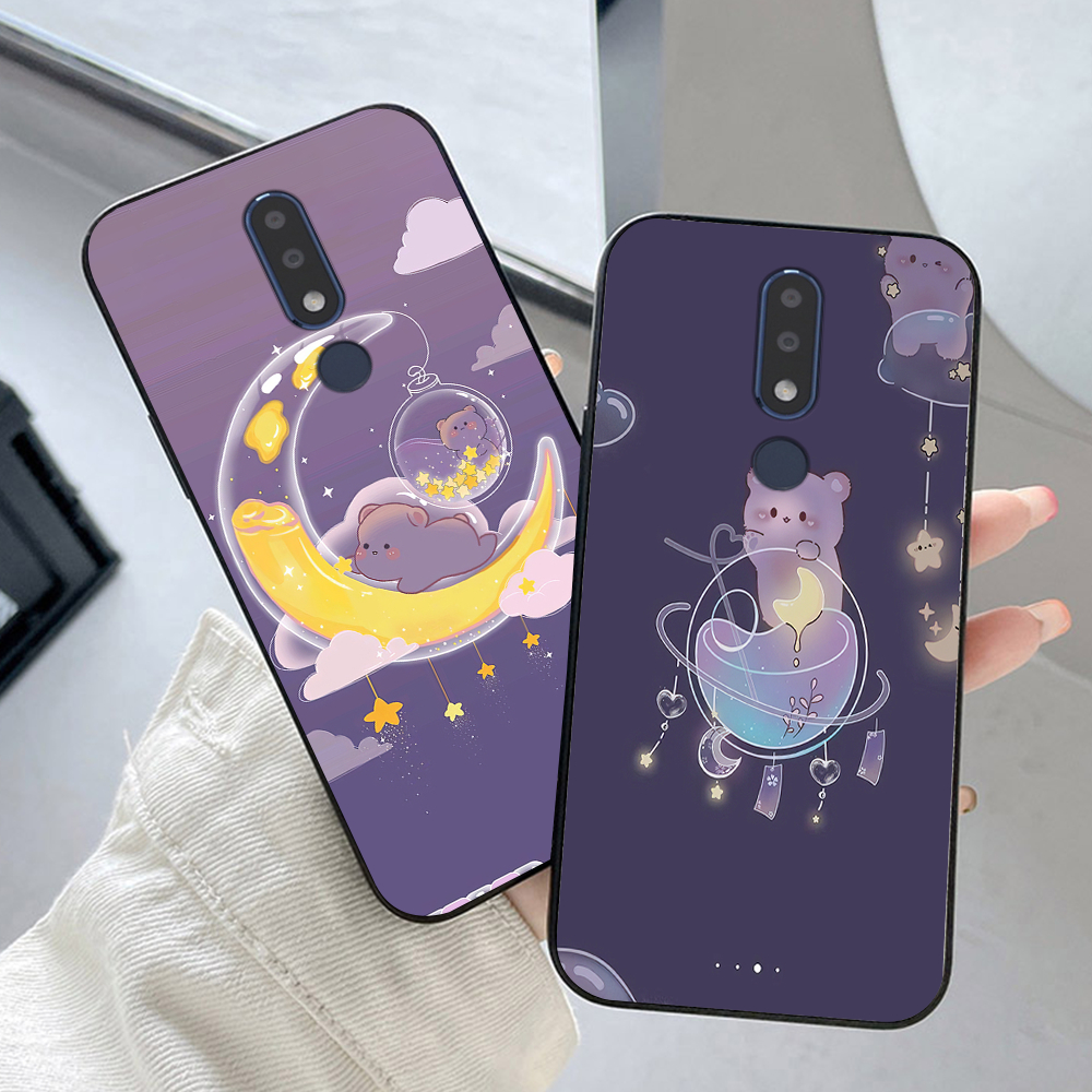 เคส Nokia x5 / x6 / nokia 5.1 plus / nokia 6.1 plus / 7.1 / 7.1 plus พิมพ์ลายหมีสีม่วงนําโชค ชุด 2 ช