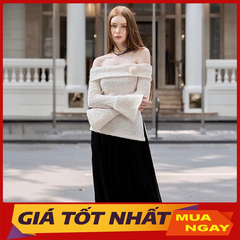 SA เสื้อเลื่อมเปิดไหล่สวยมากแขนบานและเอวผ่า AP166 - Yanmy888