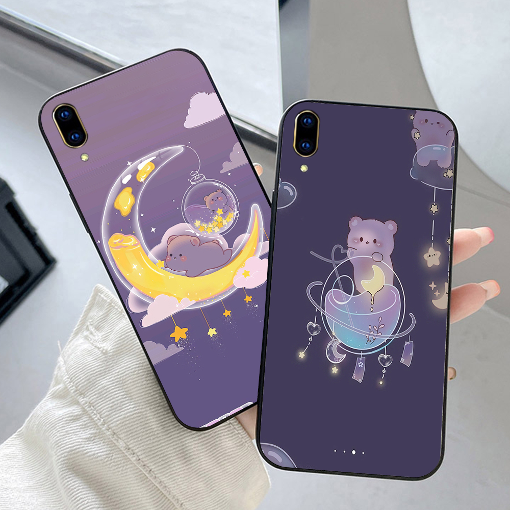 เคส Vivo v11 / vivo v11i / v11 pro พร้อมชุดพิมพ์ลายหมีสีม่วงนําโชค 2 ชิ้น