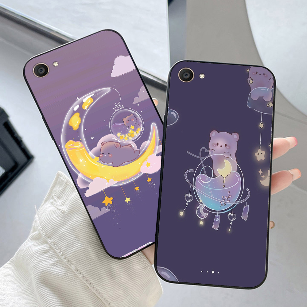 เคส Vivo v5 / vivo v5 plus / vivo y67 / vivo y66 พร้อมชุดพิมพ์ลายหมีสีม่วงนําโชค 2 ชิ้น