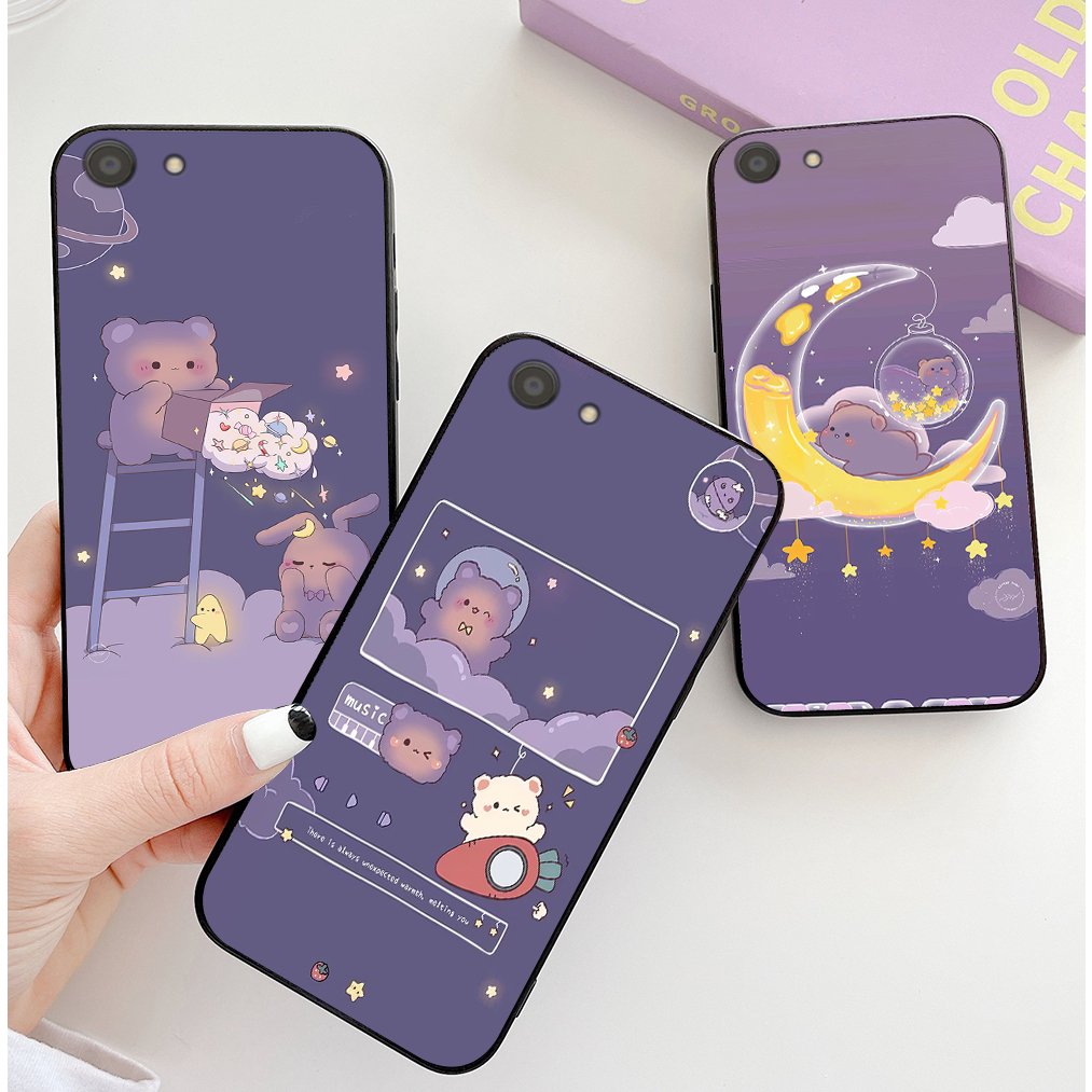 เคส Vivo y81 / vivo y83 / vivo y79 / vivo y69 พร้อมชุดพิมพ์ลายหมีสีม่วงนําโชค 2 ชิ้น