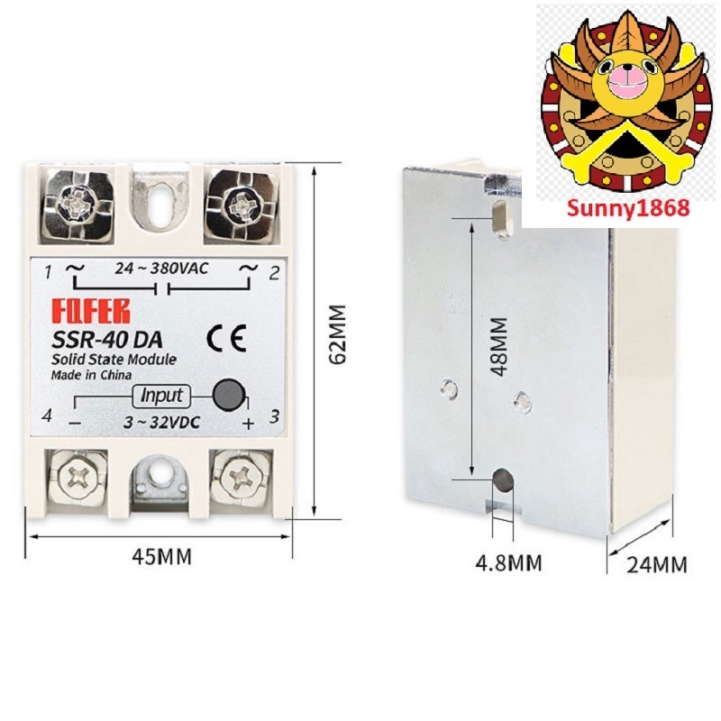 Solid state relay SSR-40DA, relay Semiconductor Isolation SSR FOFEFek, บทบาท solid state แรงดันไฟฟ ้ า 40A 220V 40ampe