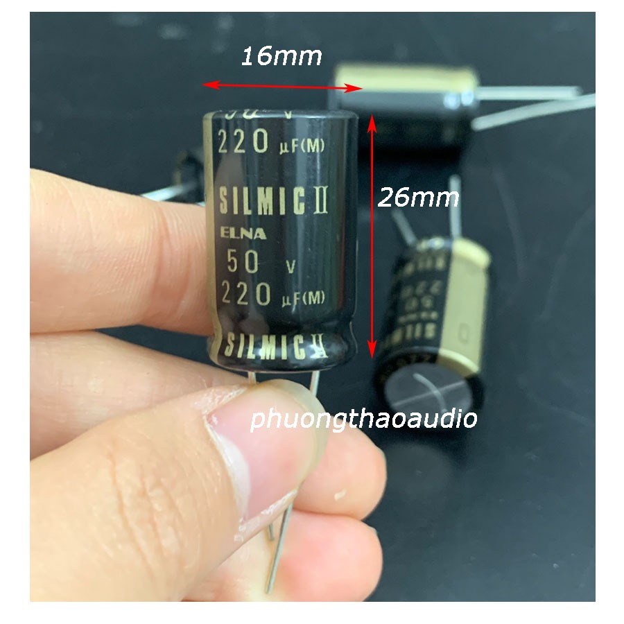 Elna Silmic II Capacitor 220uf 50v, ตัวเก็บประจุโพลาไรซ์ 50v 220uf