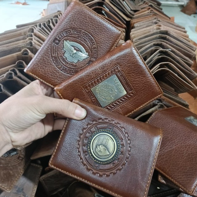 กระเป๋าสตางค์ Cefiro Cowhide at Factory - โลโก้สไตล์คาวบอย - กระเป๋าสตางค์หนังผู้ชายแนวตั้งแนวนอน 12