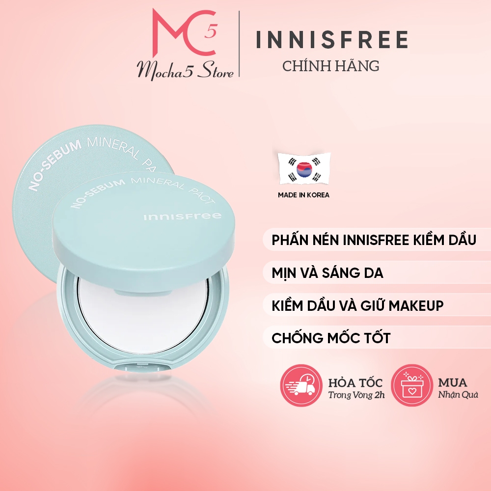 Innisfree NO SEBUM Mineral Pact Powder Perfect Alkaline Oil-Alkaline Makeup ( รุ ่ นใหม ่ )