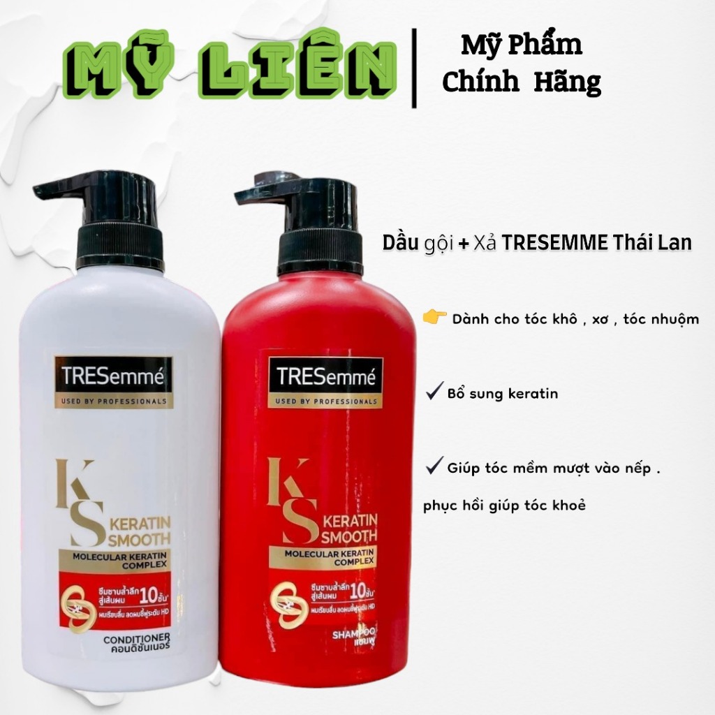 ของแท ้ - TRESEMME Thai Shampoo + Conditioner สําหรับผมแห ้ ง Fibrous, ย ้ อมผม