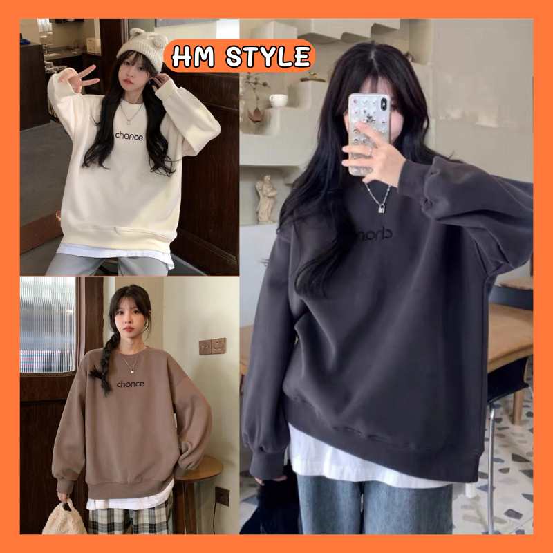 เสื้อสเวตเตอร์ปักลาย Chance เสื้อสเวตเตอร์ผ้าฝ้ายสําหรับผู้ชายและผู้หญิง Unisex HA115