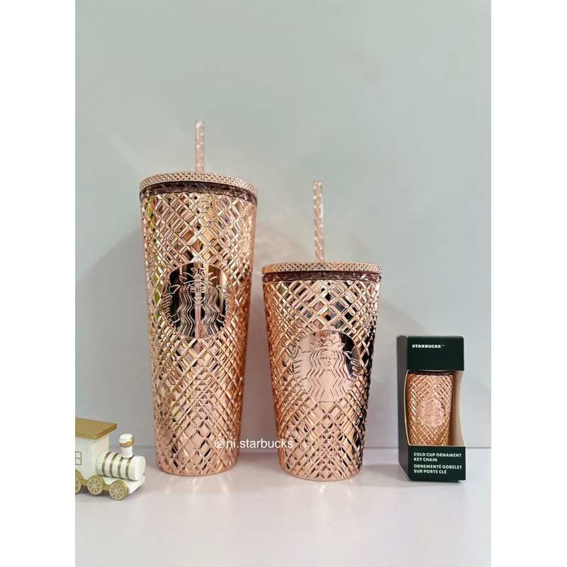 [GENUINE] Jeweled Rose Gold Cup Starbucks Usa Xmas 2023