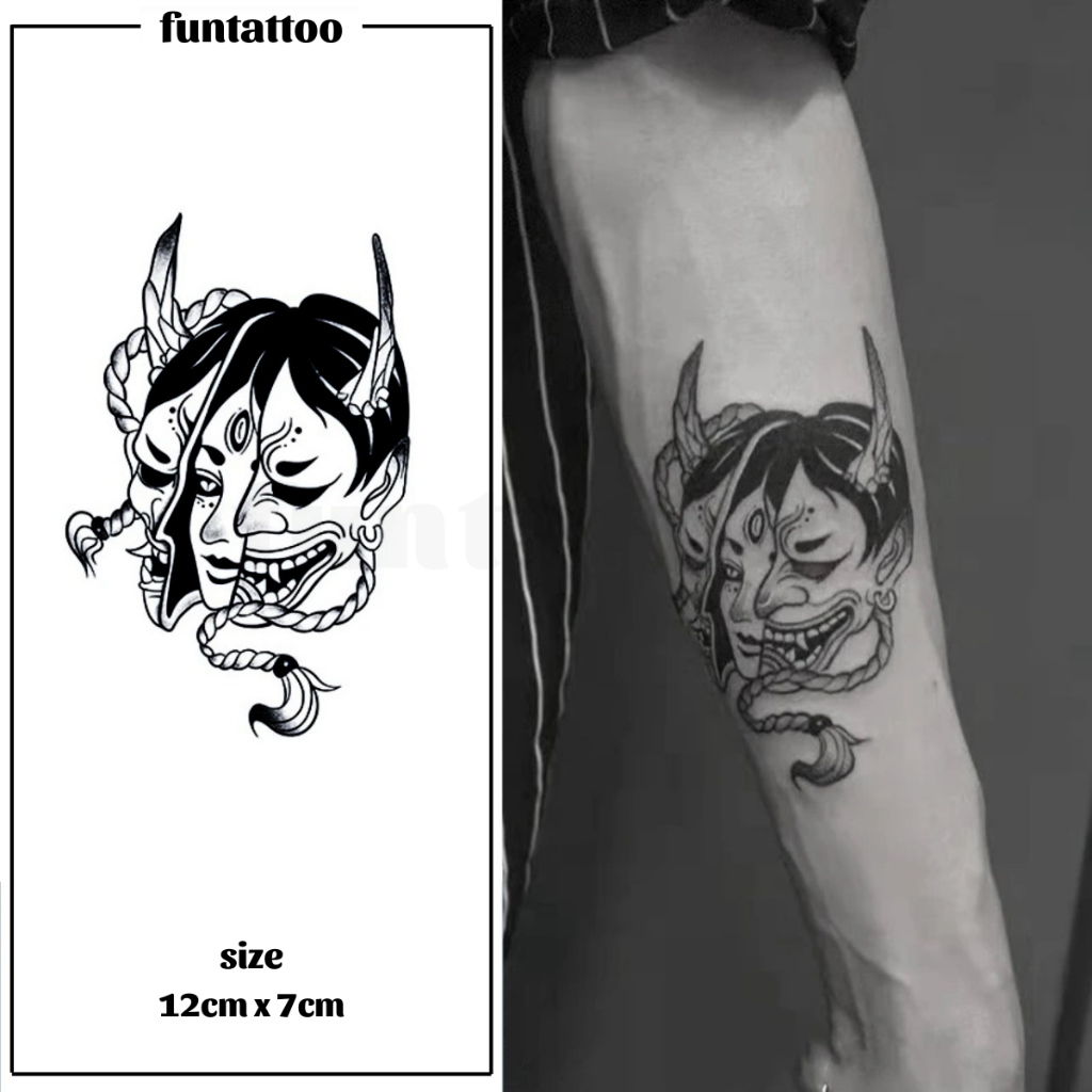 15 วัน Devil Face รอยสักชั่วคราว Funtattoo กันน้ํา Anti-Rubling FM001
