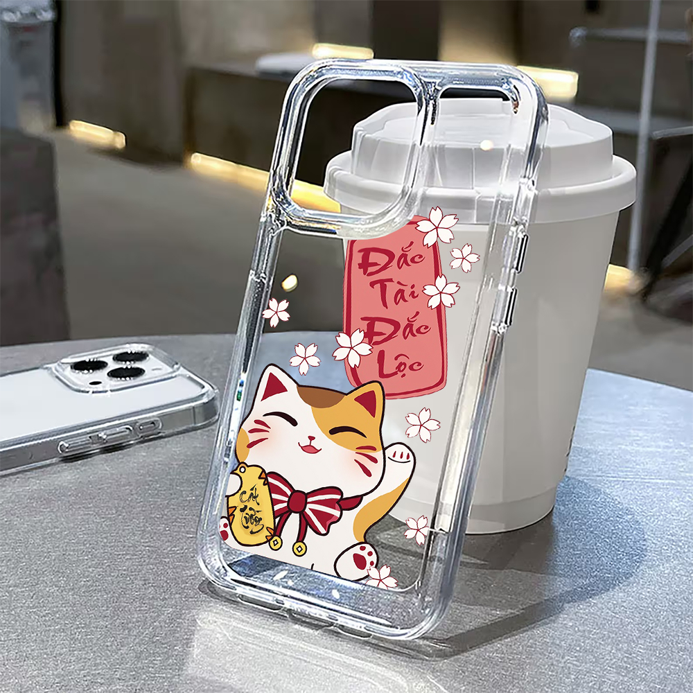 IPHONE ET CASE เคส iPhone ด้านหลังแข็งโปร่งใส Dac Tai Dac Loc 6/6s/7/8/X/XS/11/12/13/14 15 Pro Plus 