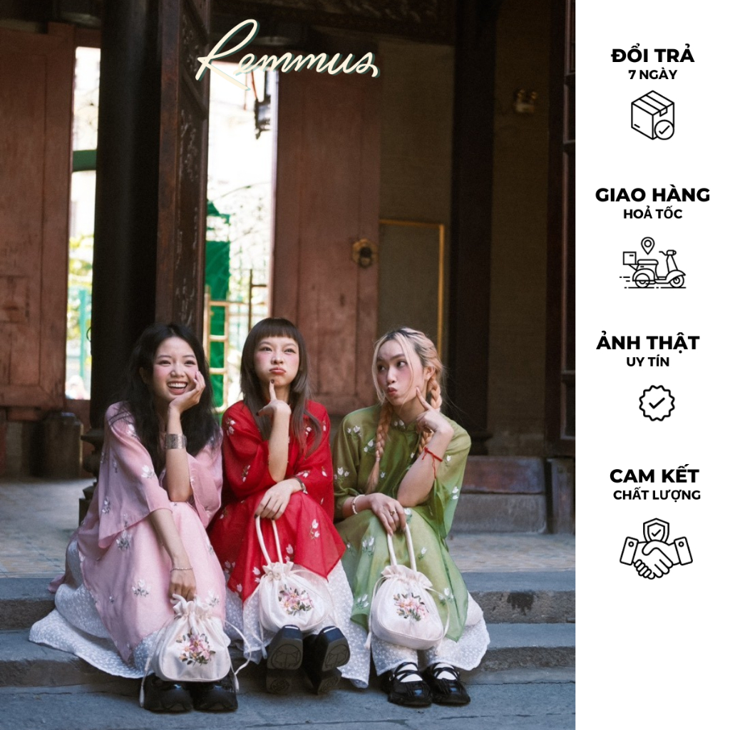 Anh Nguyet ao dai - Remmus แบบตรง ทันสมัย ao dai สําหรับผู้หญิง