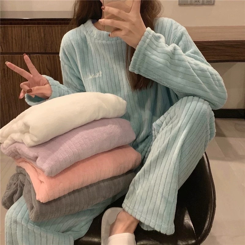 Dstudio Super Warm ชุดขนแกะริบร่อง Unisex (เสื้อ+กางเกง)