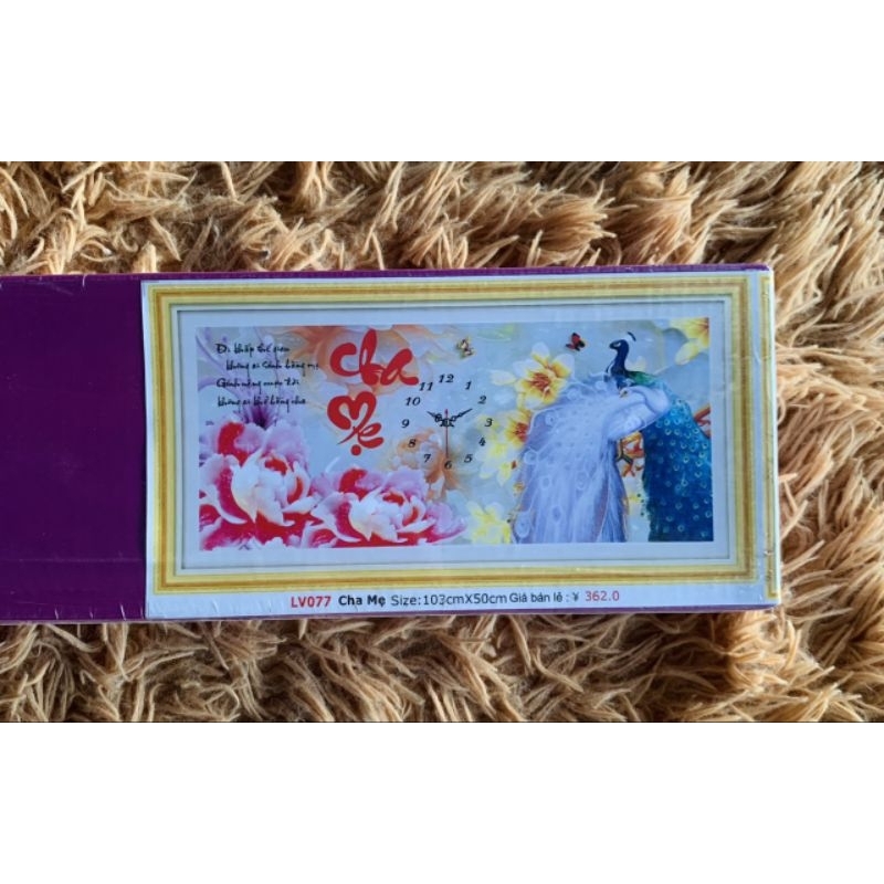 [ใหม่] ภาพวาดเพชรของผู้ปกครองและเด็กนาฬิกาคู่รัก lv077(103x50cm) [ภาพวาด Ha Doan]