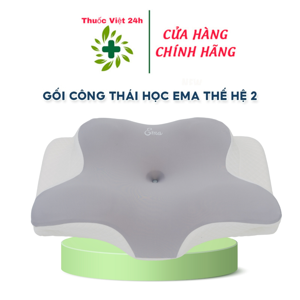 หมอน Ema Ergonomic รุ่นที่ 2 - รองรับป้องกันคอไหล่ - หมอนกล่อง 1 ใบ - ThuocViet24h