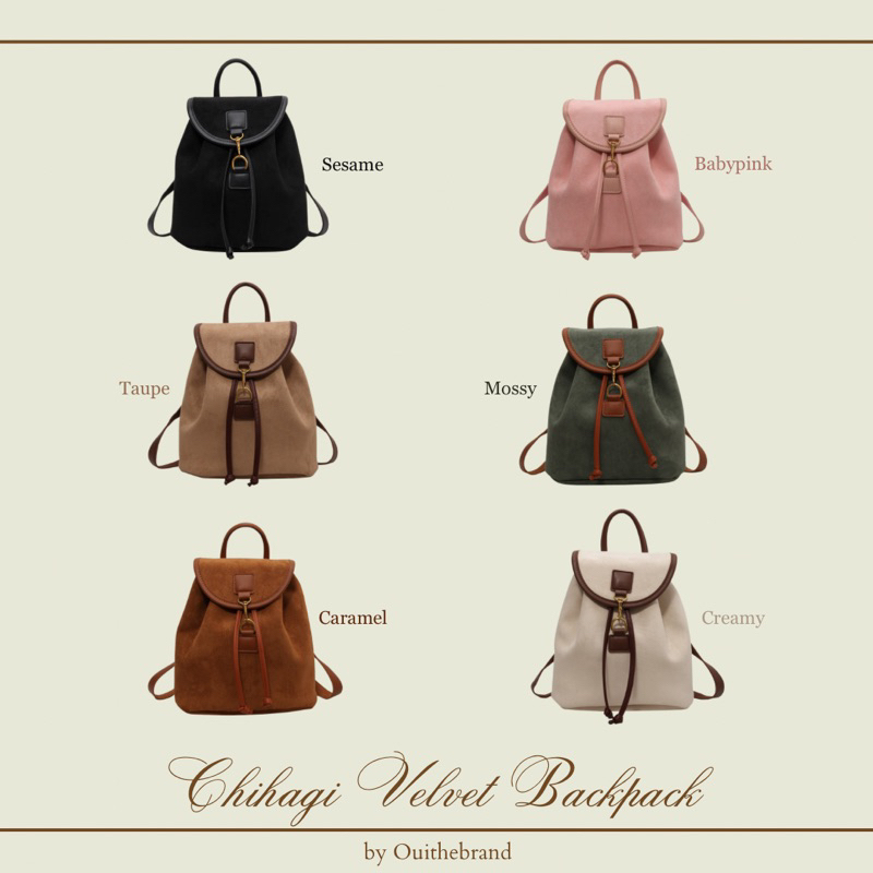 Chihagi Velvet Backpack - กระเป๋าเป้ Chihagi Suede ( Ouithebrand )
