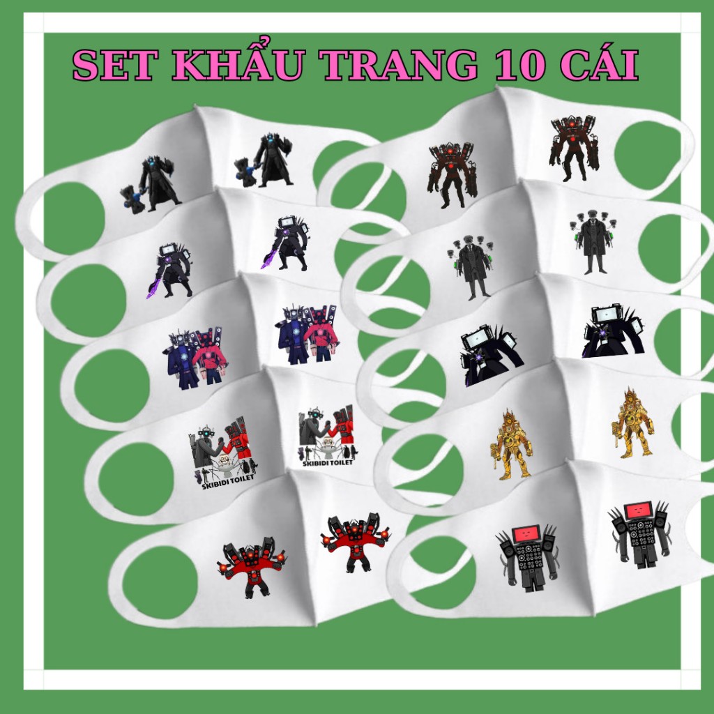 หน้ากากเด็กพิมพ์ลาย Titan Speakerman Titan TV Man Titan Cameraman Skibidi Toilet - ชุดคละลาย 10 แบบ