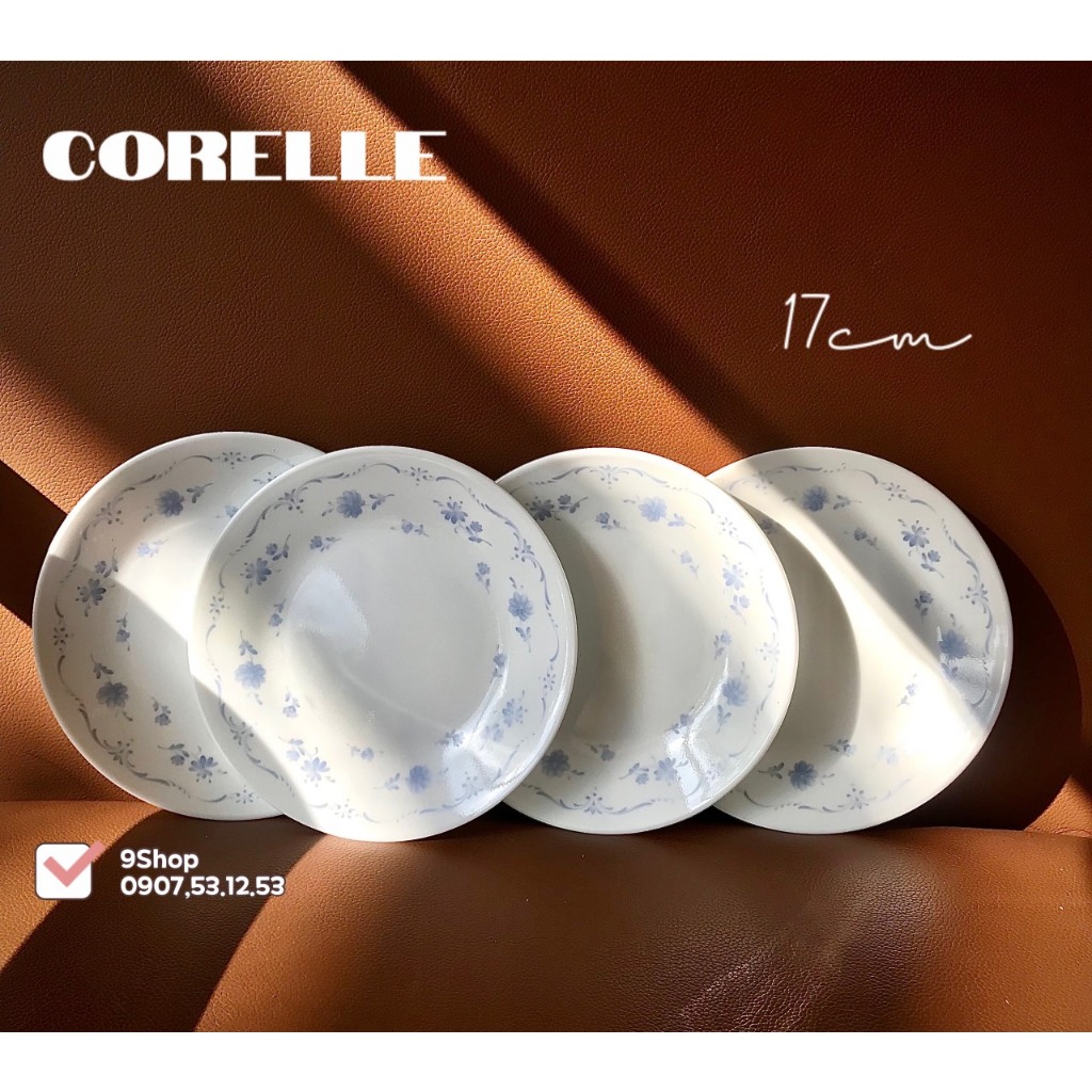 Corelle USA - Blue Little Floral - Combo 04 แผ ่ นกลม 17ซม
