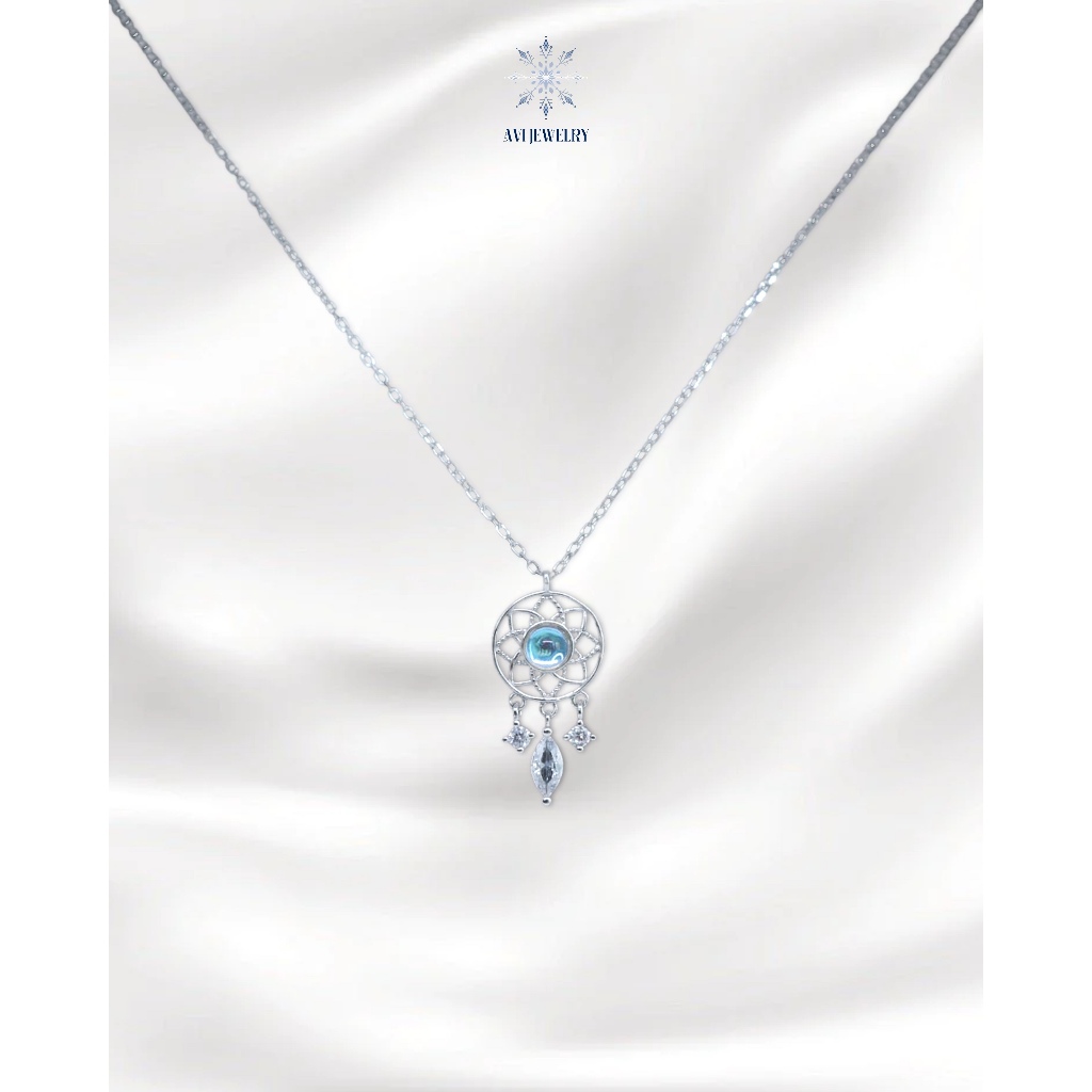 สร้อยคอเงิน S925 ของผู้หญิงพร้อมหน้า Dreamcatcher พร้อมมูนสโตน - ตลอดอายุการใช้งาน AVIE JEWELRY MDE-