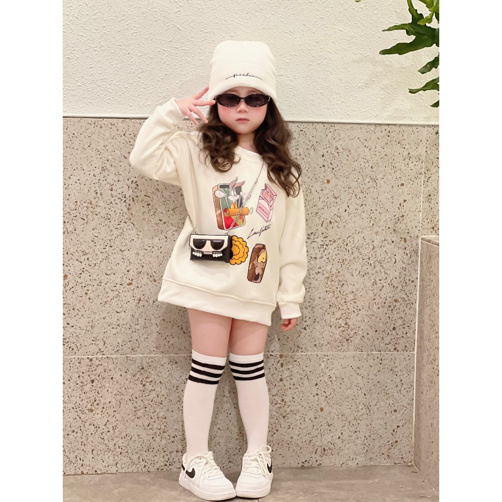 เสื ้ อสเวตเตอร ์ คอกลมสําหรับทารกที ่ มีรูปทรงการสูบบุหรี ่ LV เสื ้ อสเวตเตอร ์ ฤดูใบไม ้ ร ่ วงแล