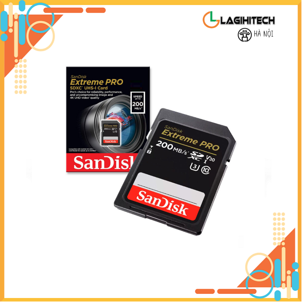 (Lagihitech 🏠 Sandisk Extreme PRO SDXC การ ์ ดหน ่ วยความจํา 64GB / 128GB / 256GB U3 V30 Series 200MB / s