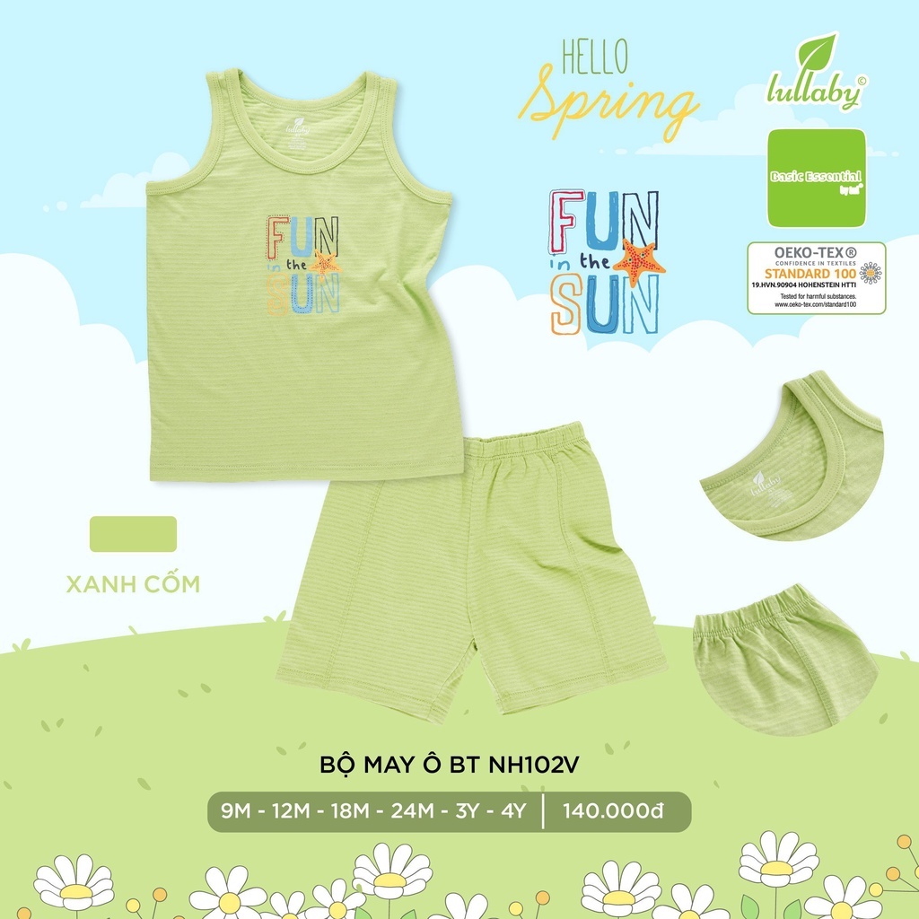 [LULLABY] ชุดสูทเสื้อกล้ามผ้าฝ้ายระดับพรีเมียม NH102V สําหรับเด็กผู้ชายและ NH103V เด็กผู้หญิง 6 เดือ