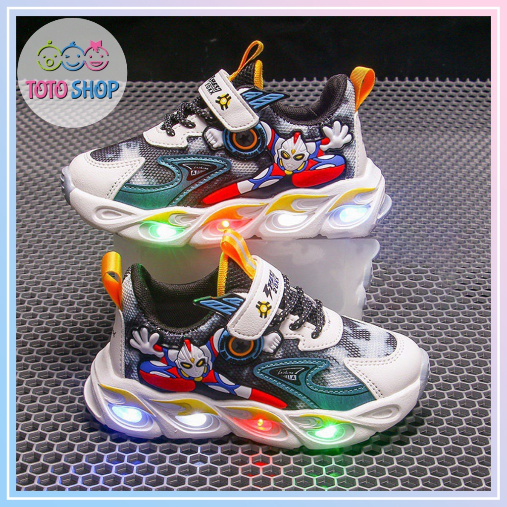 Superman Shoes รองเท้าผ้าใบ Electro-optical Superman สําหรับเด็กผู้ชาย (มีไฟหัก)