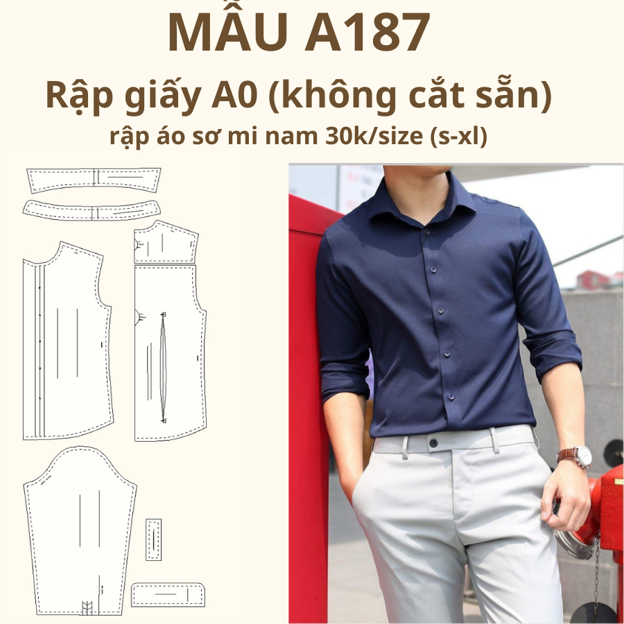 แผ่นกระดาษ A0 เสื้อเชิ้ตผู้ชาย A187