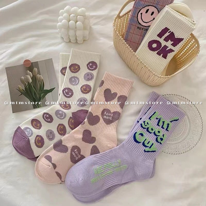 [HOME SOCKS SHOP - MTM STORE] ถุงเท้ายาวคอเต่าลายน่ารักมากมายและวัสดุยืด 4 ทิศทาง