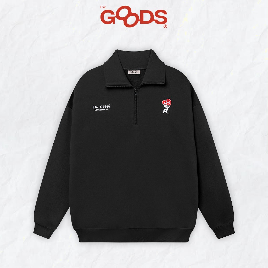 FW.GOODS - Half Quarter Zip Sweater Polo Long Sleeve Pullover - เสื้อแจ็คเก็ตซิปยาวคอสูงสําหรับผู้ชา