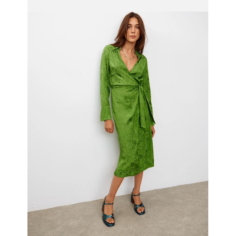 Pass/clearance of UK แบรนด์ Oliver Bonas เดรสมิดิผ้าสีน้ําเงิน ไซส์ 6/XS